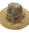 Fine Millinery by August Hat Company Sinamay Wheatstraw Hat, Beige