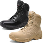 Men's Military Tactical Work Boots Zipper Hiking Combat Shoes-Wide Size