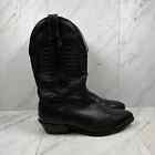 Boulet 9502 Mens Sz 12 3E Wide Shoes Black Leather Pull On Cowboy Western Boots