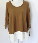 NWT Style & Co Tan and White Layered Look Dolman Top M