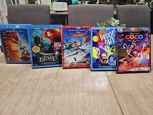 New Listing(5)Walt Disney Pixar Blu-ray DVD Movie Lot, Animated Cartoon Family Kids Bundle