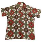 Duke Of Hollywood Paisley Shirt Medium Vintage 60s Floral Hippy Cotton Button Up