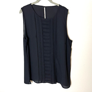Women's Sleeveless Blouse Size XL Top Black Pleasted Front Casual Dressy Work