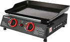 2-Burner Tabletop Griddle BBQ Portable Flat Top Gas Grill Outdoor Camping New