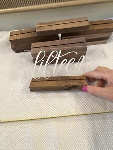 Clear Acrylic Wedding / Event Table Numbers 1-15 With Wood Bases 4” High
