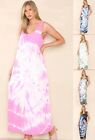 Ladies Italian Lagenlook Tie Dye Long Maxi Dress Summer Jersey Beach Sundress