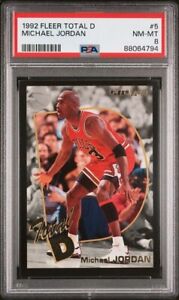 Michael Jordan 1992 Fleer Total D #5 Chicago Bulls NBA Basketball PSA 8 NM-MT