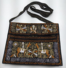 Handmade Embroidered Peruvian Inca Cross body Bag  Purse Black  NEW