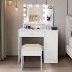 Vanity Table with 10 Dimmable Lighted Mirror Drawer and Shelves for Women Makeup