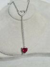 Kay Jewelers Kay sterling silver Red Garnet drop dangle Heart Pendant necklace