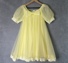 Vintage Radcliffe Penoir Set Medium Matching Nightie Lace Trim Bow Yellow 60s