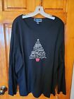 Karen Scott Womens Cotton Embellished Shirt Top Black Christmas Tree Size 3X NWT