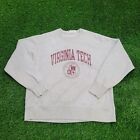 Vintage Champion Virginia-Tech Sweatshirt L-Short 24x27 Reverse-Weave Light-Gray