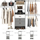 Wood Closet Organizer System Heavy Duty Clothes Rack with 3 Drawers and 3 Rods