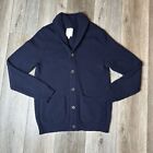 Billy Reid Merino Wool Cashmere Cardigan Sweater Jacket Navy Blue Size Small