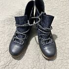 Sorel Sandy Hidden Wedge Lace Up Ankle Booties Black Leather Womens Size 9  E43