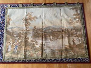 Large Vintage Rustic Country Wall Fabric Tapestry Cottage 67.5 X 47.5