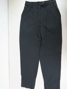 ESCADA by Magaretha Ley Wool Stretch High-waist  Pleats Slim leg Black  Pants 38