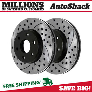 Front Drilled Slotted Brake Rotors Black Pair 2 for Chevy Silverado 1500 Classic