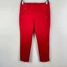 Chicos Juliet Ponte Trim Detail Ankle Pants Size 2.5P US 14P Red Pull On
