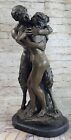 Signed Faun Charmed his way into arms of Nude Woman Bronze Sculpture Statue Sale