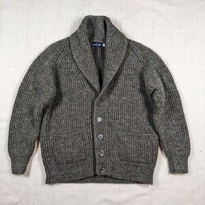 Kent Wang Shawl Collar Cardigan Gray 100% Wool Size Large Heavyweight Pockets