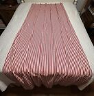 Custom Pleated Drapery Panels 88”L Red & White Stripes Double Lined Charming!