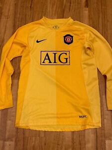 Nike Manchester United Yellow Long Sleeve Goalkeepers Jersey - Size Youth Large