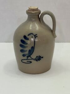 New ListingConner Prairie Pottery Stoneware Cobalt Blue Salt Glaze Small Bird Crock Vase