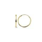 14k Gold High Polished 2mm Endless Round Hoop Earrings, 25mm