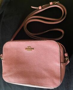 Coach Mini Camera Pink Pebble Leather Crossbody Bag