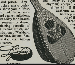 1898 Washburn Mandolin Lyon Healy Harp Signature Music Instrument Print Ad A012