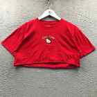 Hello Kitty Cropped T-Shirt Women's Small Short Sleeve Embroidered Crew Neck Red