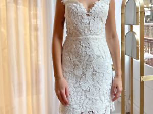 Blush Hayley Paige Wedding Short Dress 6 Jojo Guipure Lace Detachable Overskirt