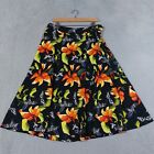 Soft Surroundings Midi Skirt Womens Size Large Black Floral Butterfly Tropical