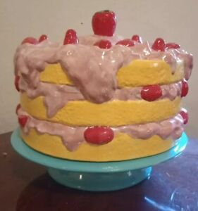 Vintage Strawberry Shortcake Ceramic Pedestal Cake Plate Stand & Dome Cover 1980
