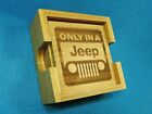 Jeep Bamboo Coaster Set, Set Of 4 in Caddy, 4 inch