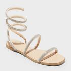 Women's Althea Ankle Wrap Sandals - A New Day Silver 7