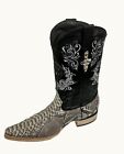Men's genuine python snake skin cowboy boots exotic biker 3X Toe Handcrafted