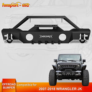 Stubby Front Bumper for 2007-2018 Jeep Wrangler JK & Unlimited w/ 2x D-Rings (For: Jeep)