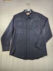Scully Men's Black Embroidered Pearl Snap Long Sleeve Western Shirt EUC XXL