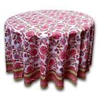 Floral Tablecloth for Round Tables Cotton Round 90 inches Pink Red Green White