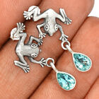 Frog - Treated Blue Topaz 925 Sterling Silver Earrings Jewelry CE15760