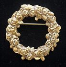 Rose flower wreath circle pin brooch gold tone MFA Boston Museum of Fine Arts