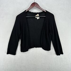 Vintage Talbots Cardigan Womens Small Black Crochet Knit Crop Bolero 90s Y2K