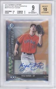 New ListingKYLE TUCKER BGS 9 2017 BOWMAN CHROME SCOUTS TOP 100 REFRACTOR AUTO 5/50 RC