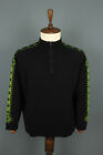 DALE OF NORWAY Black Snowflacke Wool 1/4 Zip Knit Ski Sweater Size L