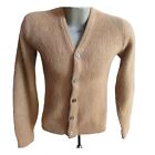 Vintage Campus Mohair Cardigan Sweater Shag 1970's Mens X-Small XS Tan USA