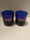 Harveys Bristol Cream Vintage Cobalt Blue Low Ball Glasses Set of Two