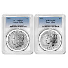 2023 $1 Morgan and Peace Silver Dollar 2pc Set PCGS MS69 Blue Label